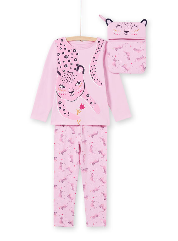 Completo pigiama T-shirt e pantaloni rosa bambina MEFAPYJAGU / 21WH1171PYGH700