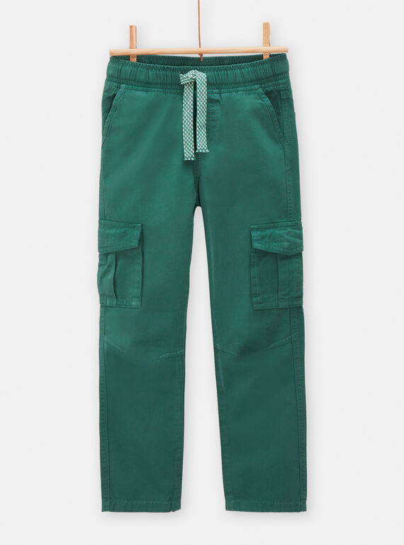 Pantaloni bambino cargo verde bottiglia TOJOPAMAT2 / 24S90282PANG611