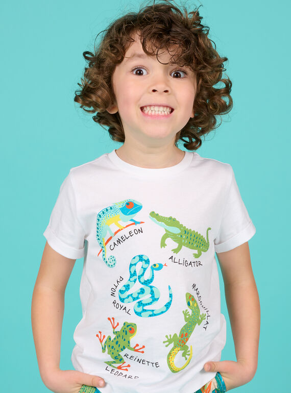 T-shirt bianca con motivi serpenti bambino NOHOTI1 / 22S902T4TMC000