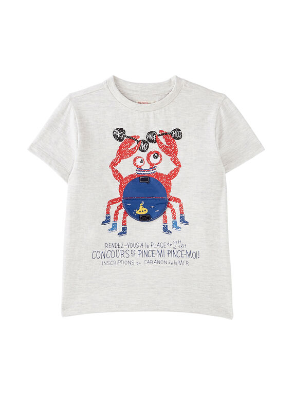 T-shirt bambino maniche corte grigio chiaro melange granchio JOCEATI2 / 20S902N2TMCJ920