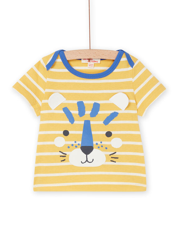 T-shirt zafferano e bianco con stampa a righe RUJOTI2 / 23SG10Z2TMC113