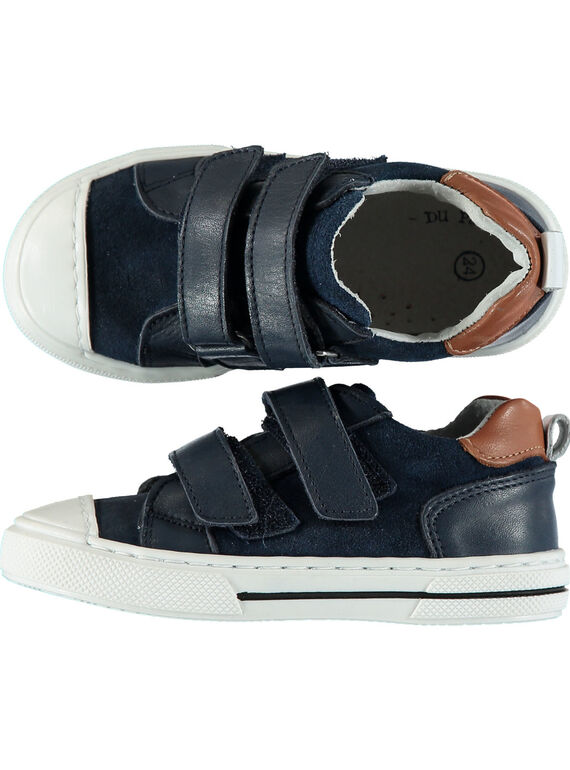 Sneakers pelle navy bambino GGBASJO / 19WK36I9D3F070