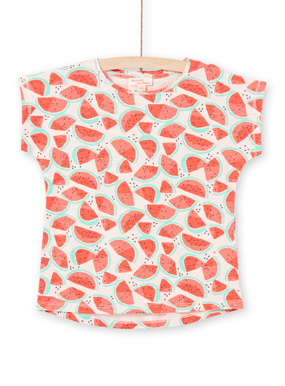 T-shirt rosa e rosso con stampa cocomero bambina LAJOTI6 / 21S901FAD31D322