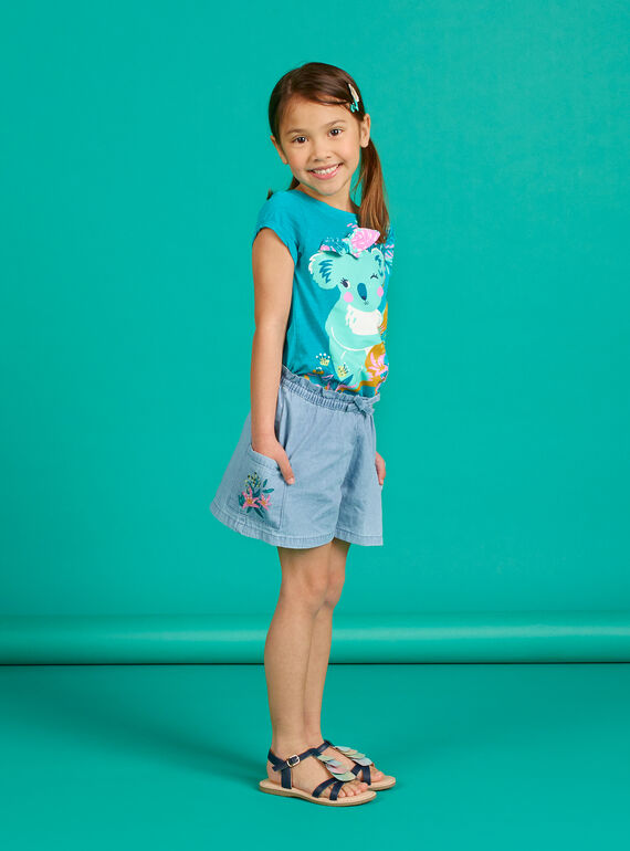 T-shirt turchese motivo koala bambina LAVERTI3 / 21S901Q2TMCC217