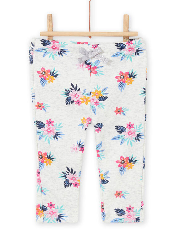 Pantaloni sportivi grigio melange con stampa a fiori neonata MIPLABAJOG / 21WG09O1JGBJ920