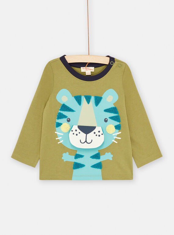 T-shirt kaki e turchese a maniche lunghe SUDUTEE1 / 23WG10P1TML617