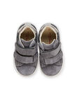 Sneakers alte in crosta di pelle grigia glitterata e stampa leopardo PIBASLEO / 22XK3781D3P940