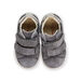 Sneakers alte in crosta di pelle grigia glitterata e stampa leopardo