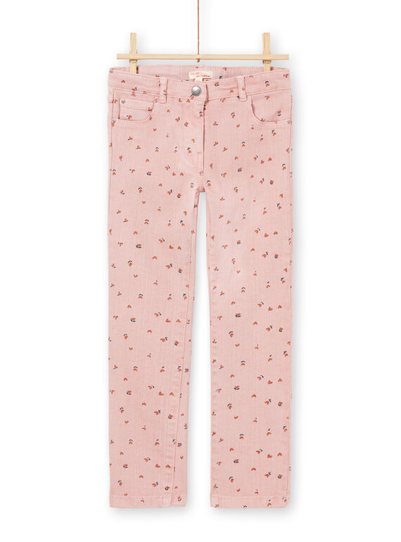Pantaloni rosa stampa a fiori bambina MAJOPANT2 / 21W90122PAN312
