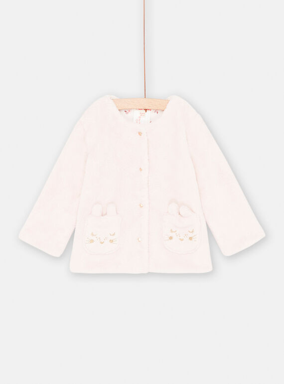 Cardigan rosa confetto in soft boa double face neonata SIJOCAR2 / 23WG09M1CARD310