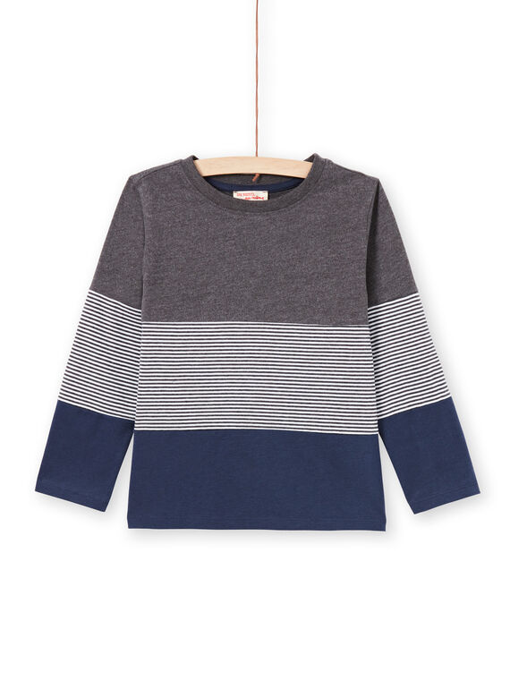 T-shirt grigio melange e navy bambino MOJOTIDEC3 / 21W90222TML944