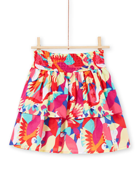 Gonna con smock e volant con stampa pappagallo bambina JAMARJUP2 / 20S901P3JUP000
