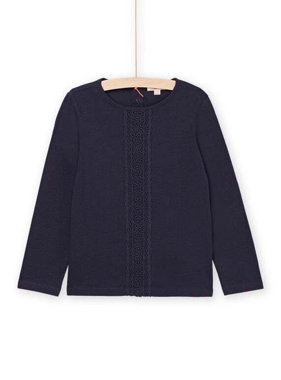 T-shirt maniche lunghe navy con pizzo PAJOSTEE1 / 22W901D2TML070