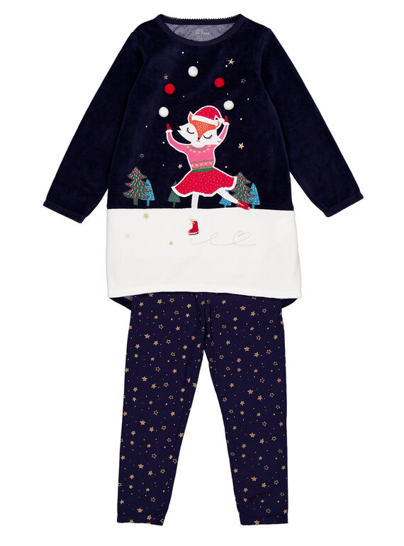 Camicia da notte in velluto e leggings in jersey natalizi bambina GEFACHUNO / 19WH11T1CHN070