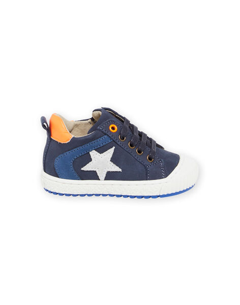 Sneakers alte in pelle navy con dettagli fluo PUBASFLUO / 22XK3883D3Q070