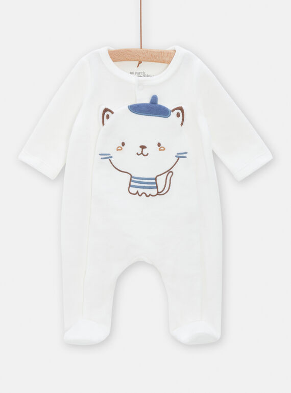 Tutina neonato panna con motivo gatto con il basco TOU1GRE7 / 24SF04H3GREA001