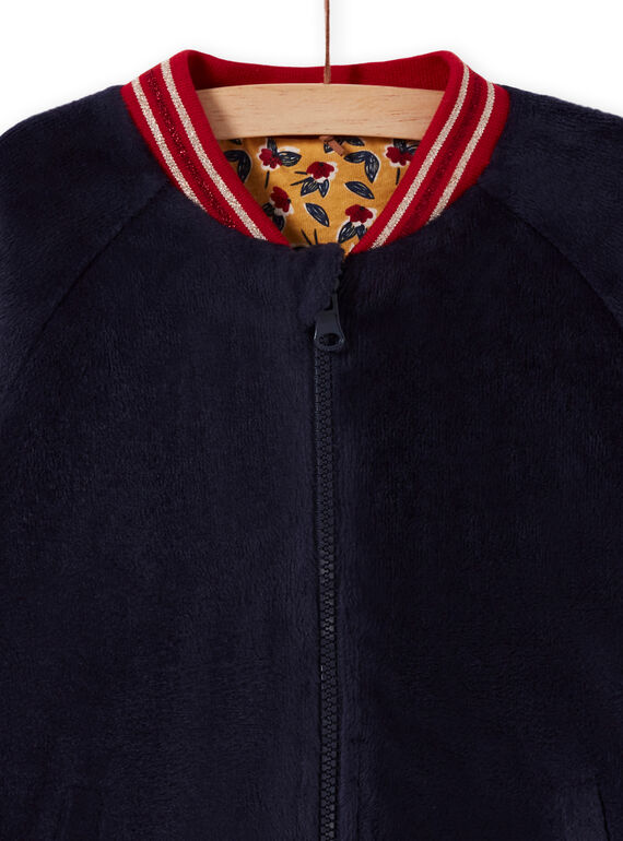 Cardigan stile giubbotto blu notte bambina MAMIXCAR2 / 21W901J1CARC205