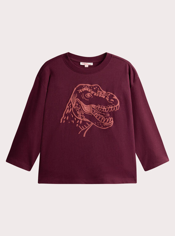 T-shirt bordeaux animazione dino per ragazzo  VOJOTI2 / 24W902I5TML503
