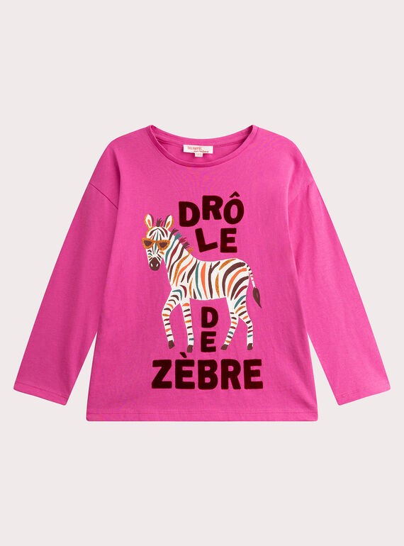 T-Camicia rosa animazione zebra per ragazza  VAKOTEE4 / 24W90131TML030
