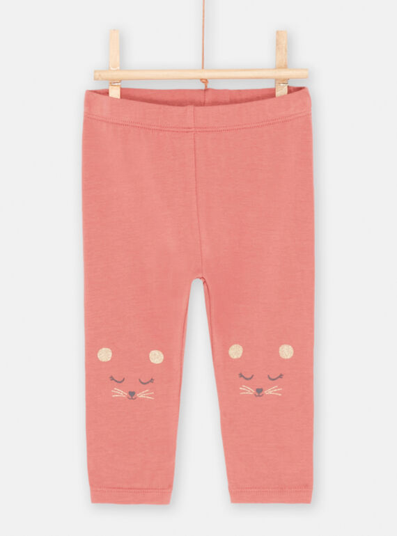 Leggings rosa blush con motivi topi neonata SYIFORLEG / 23WI09K1CALD300