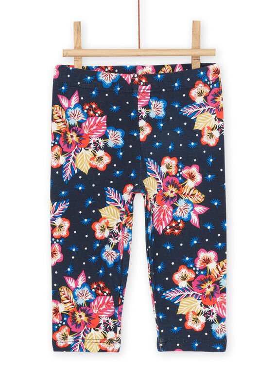 Leggings neri con stampa a fiori multicolore. RYIJUNLEG / 23SI09U1CALC243