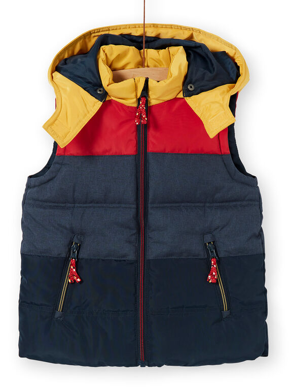 Piumino senza maniche con cappuccio navy e rosso bambino LOGRODOU2 / 21S902R5BLO705