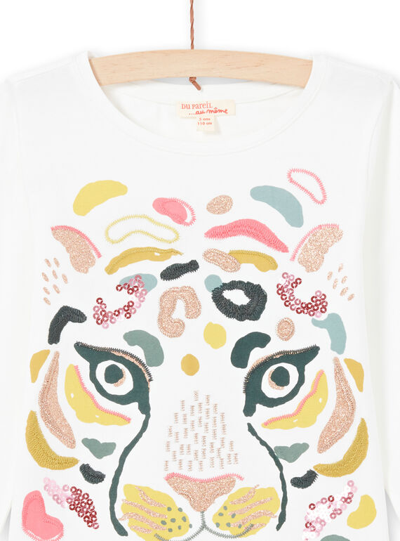 T-shirt ecrù e giallo bambina MAKATEE3 / 21W901I2TML001