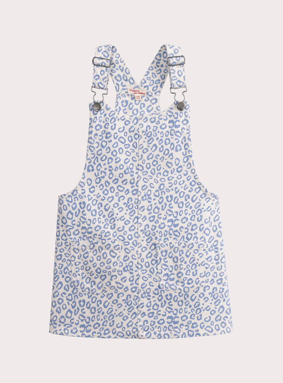 Abito-salopette blu con stampa leopardo per bambina VADAROB2 / 24W90121ROB001