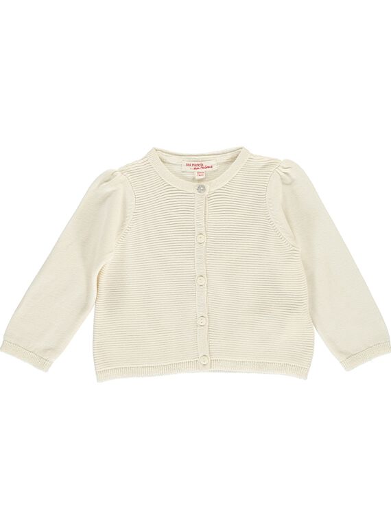 Baby girls' ecru cardigan DIJOCAR1 / 18WG0931CAR001