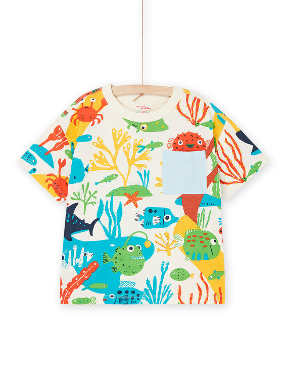 T-shirt bianca con stampa mare ROPOPTI3 / 23S902X4TMC005