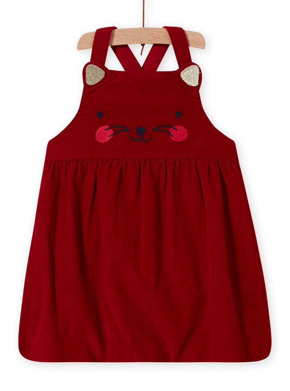 Abito a palloncino rosso in velluto con motivo gatto neonata MIMIXROB2 / 21WG09J3ROB511