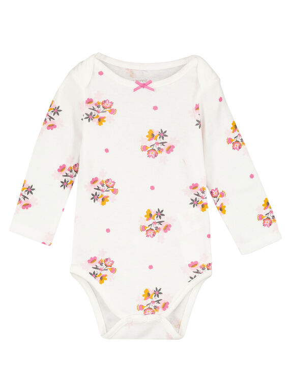 Body maniche lunghe ecrù in tessuto a costine neonata GEFIBODLUN / 19WH13N4BDL001