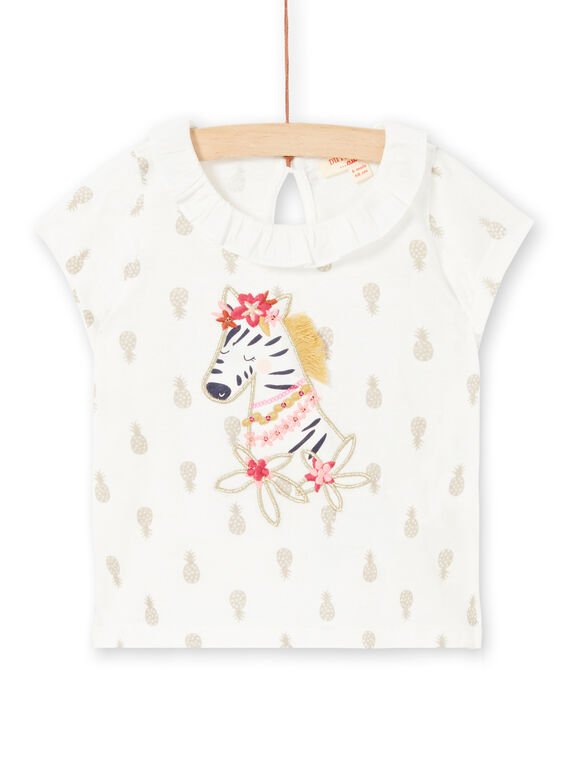T-shirt ecrù con stampa ananas neonata LITERBRA / 21SG09V1BRA001