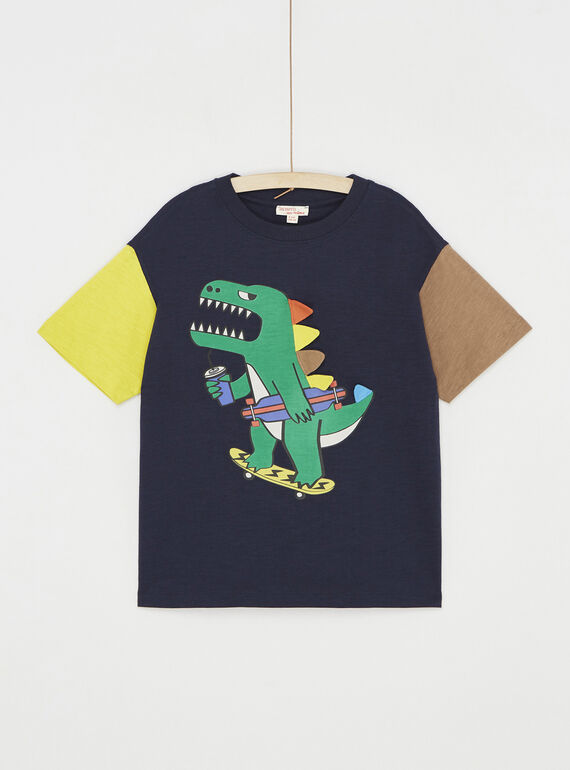 T-shirt blu notte con motivo dinosauro SOLINTI1 / 23W902H2TMC705