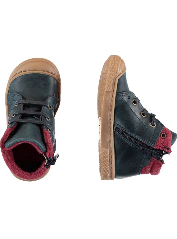 Sneakers con lacci pelle navy neonato GBGBASBOU / 19WK38X1D3F070