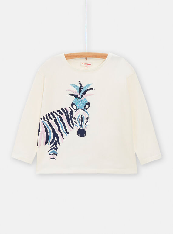 T-shirt bambina ecrù con stampa zebra TADETEE2 / 24S901J1TML001