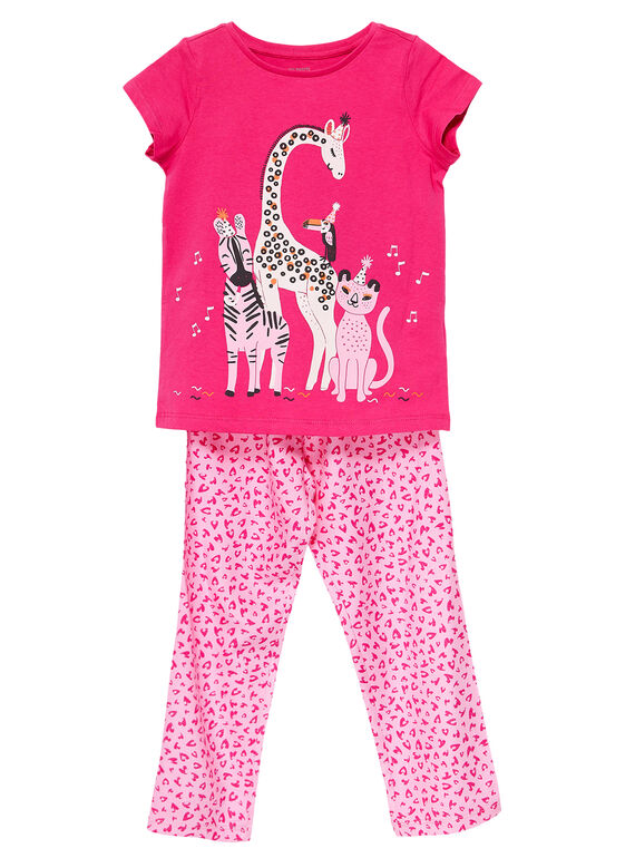 Pigiama in jersey rosa bambina e pantaloni in viscosa JEFAPYJSAV / 20SH1123PYJF507