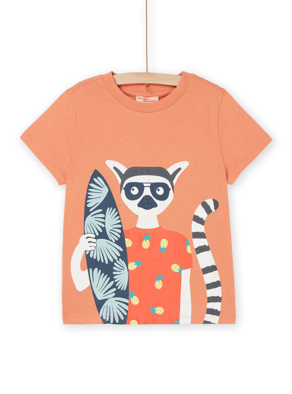 T-shirt albicocca con motivo lemure ROJOTI5 / 23S902Z3TMC406
