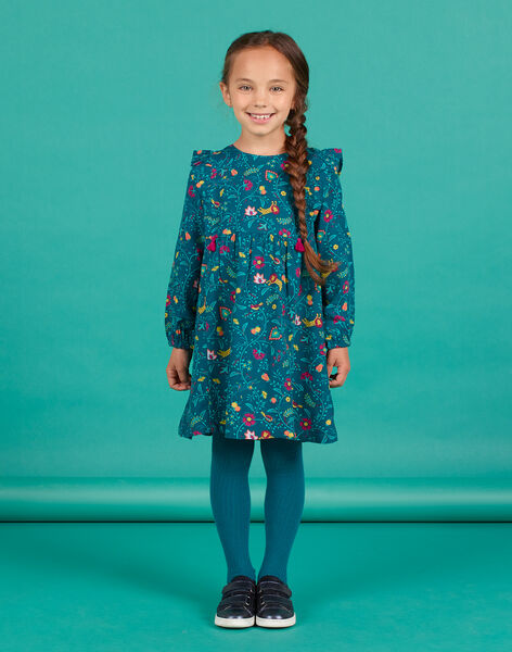Robe Bleu Canard En Twill Imprime Fleuri Enfant Fille Robe Enfant Dpam