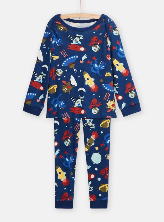 Pigiama fosforescente blu scuro con stampa spazio bambino TEGOPYJSPA / 24SH1244PYJ070