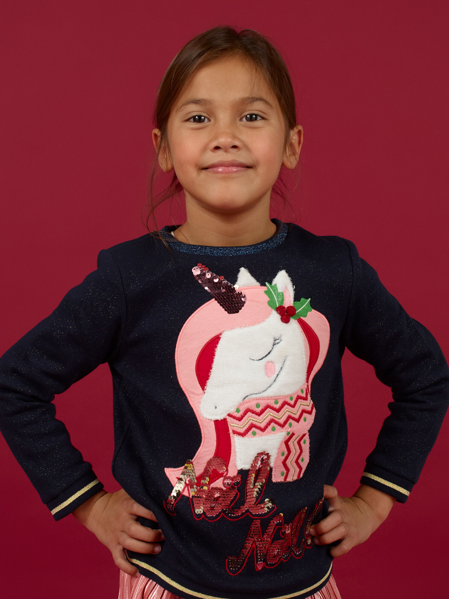 Felpa imbottita con motivo unicorno fantasia bambina acquisto online Maglia Felpa Cardigan DPAM