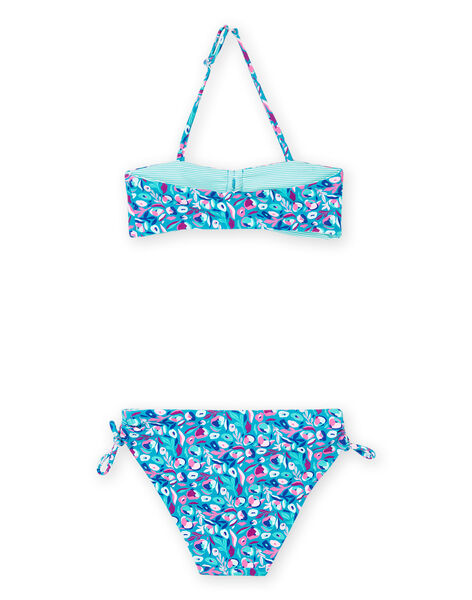 Top e slip bikini turchese con stampa a fiori RYABIK3 / 23SI01R4MAIC217