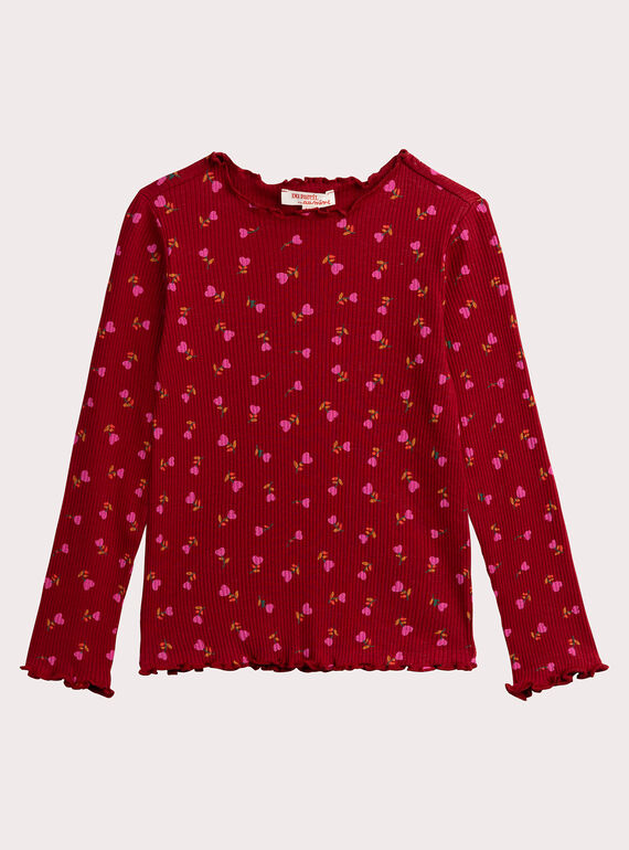 T-shirt stampa fiore cuore per ragazza  VAJOUTEE3 / 24W901J2TMLF529