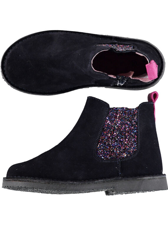 Stivaletti Beatles crosta di pelle navy bambina GFBOOTMAR / 19WK35IDD0D070