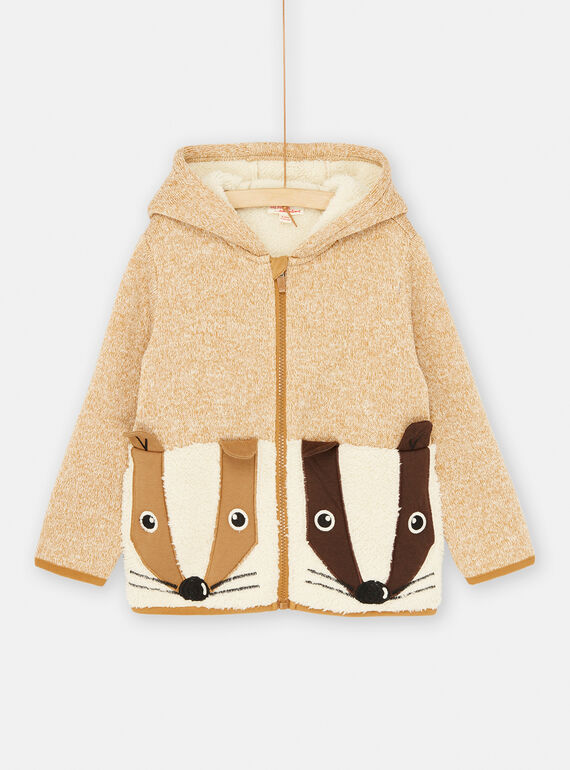 Cardigan con cappuccio beige SOLOGIL / 23W902R1GILI810
