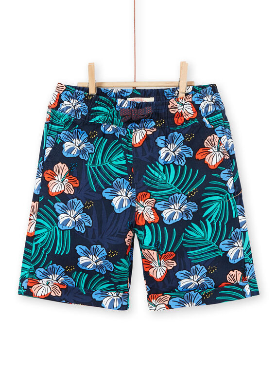 Bermuda navy con stampa a fiori bambino LOBONBER3 / 21S902W2BER705