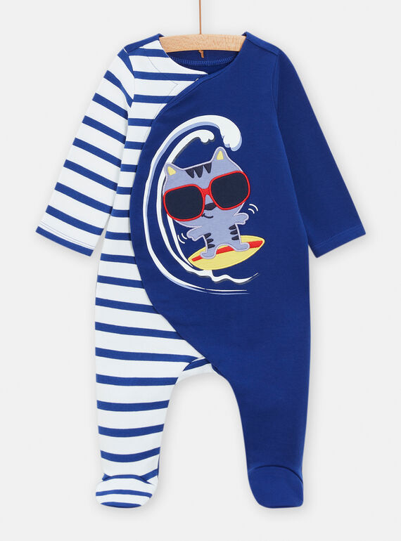 Tutina blu con stampa gatto neonato TEGAGRESURF / 24SH1442GRE702