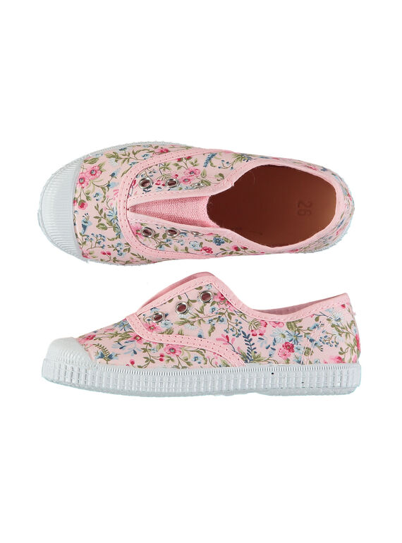 Scarpe da tennis tela con stampa a fiori bambina FFTENFLEU / 19SK35B3D16030