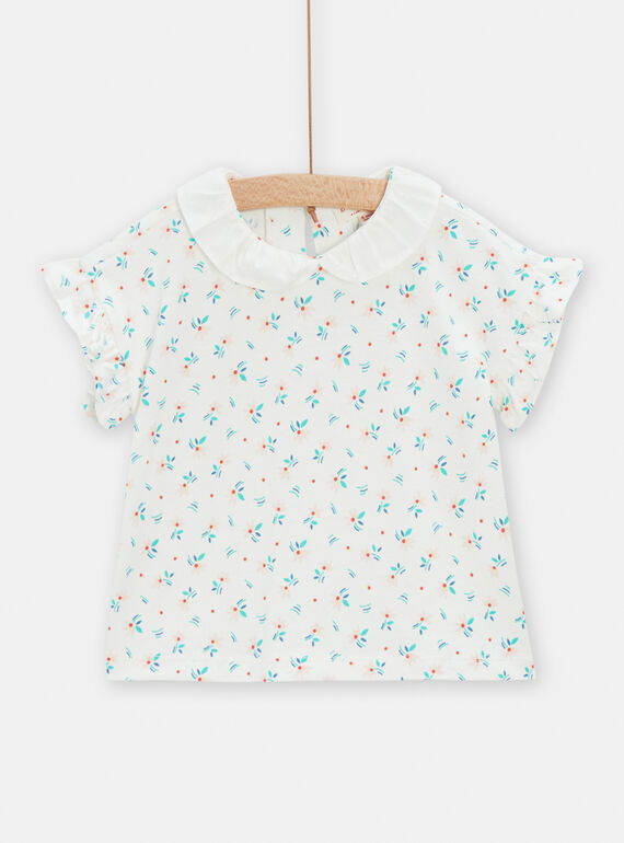 Top ecrù con stampa a fiori neonata TICLUBRA / 24SG09O1BRA001