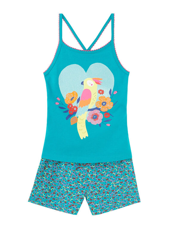 Pigiama corto bambina turchese JEFAPYJ5 / 20SH11U5PYJ621
